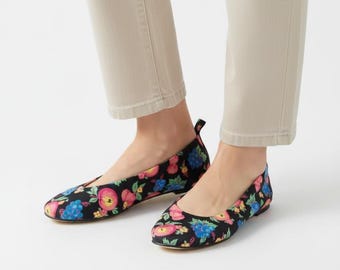 Vintage 80s Fiorucci Floral Fabric Ballet Flats US 8 - EU 39.5