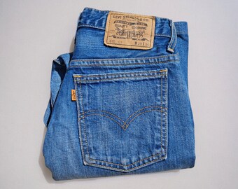 vintage 90S levis 646 orange tab bleu bootcut jeans w.28 l.34 raccourci