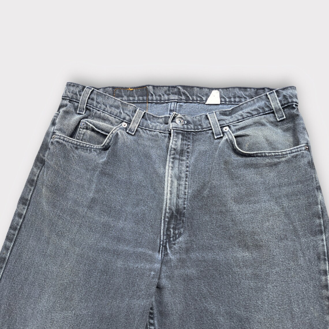 Levis 553 jeans nero white tab vintage 90S gamba dritta relaxed fit fatto in Usa datato 1996 w.38 l.30, foto 3 di 5