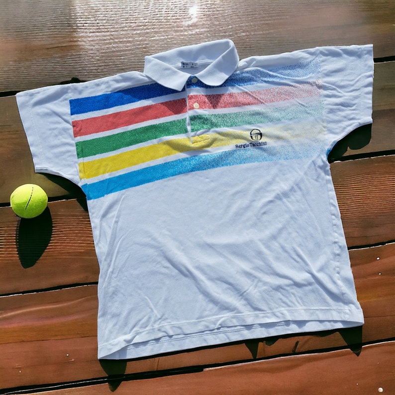 Vintage 80S Sergio Tacchini Tennis Polo Mats Wilander Tournament Lipton