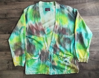 Vintage 90S Casablanca Girls sweatshirt cardigan tie die oversize size M (huge fit)