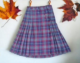 Vintage 80S pleated tartan skirt size 46