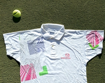 vintage 90S Sergio Tacchini Polo Tennis rétro streetwear taille décontractée M fonctionne petit