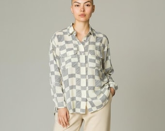 Damenbluse im Vintage-Stil der 90er Jahre, angeblich bequeme Größe L