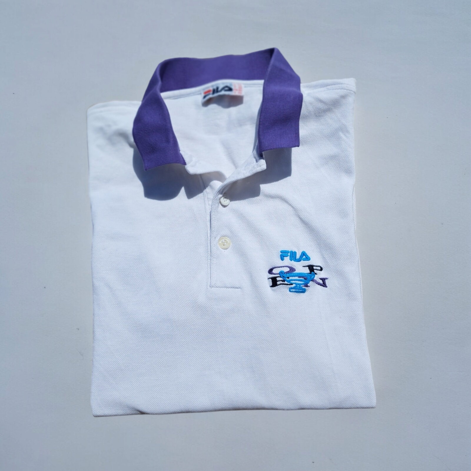 【80s used】フィラ ボルグ テニス ポロシャツ 薄水色〈usa42〉 FILA フィラ BJ ボルグ テニスウェア ユニフォーム 水色