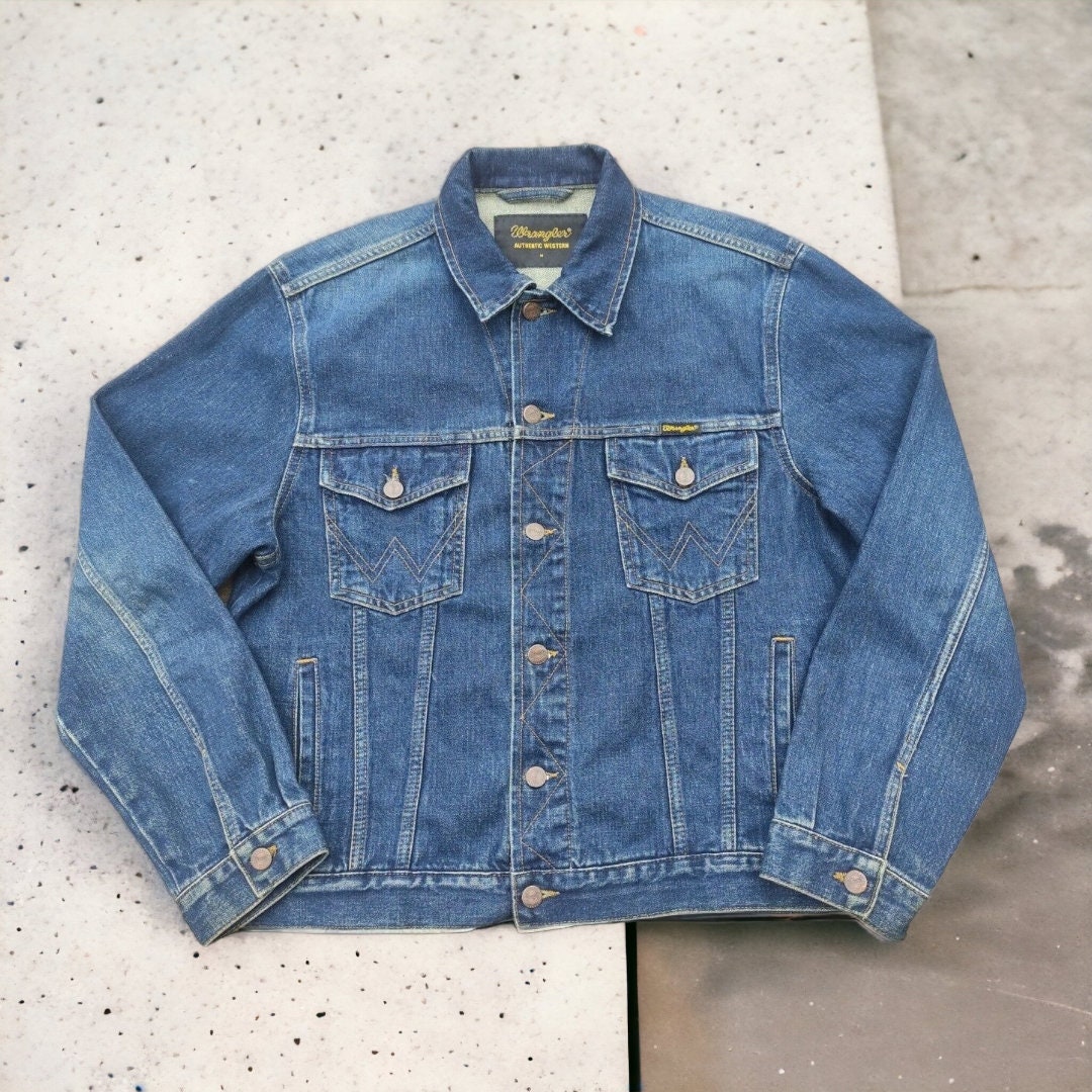 Vintage 90S Wrangler Authentic Western Blue Denim Trucker Vintage 90S Wrangler Authentic Western Blue Denim Trucker