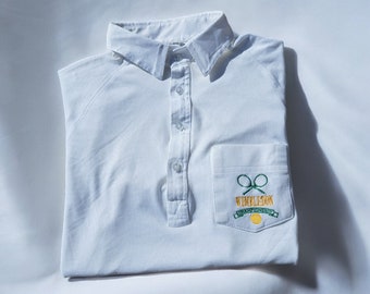 vintage 90S Wimbledon polo de tennis logo brodé poche avant fabriqué au Royaume-Uni taille présumée M