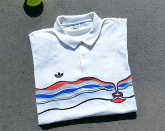 vintage 80S Adidas Ivan Lendl polo de tennis daté 1986 taille 6 s’adapte L/XL