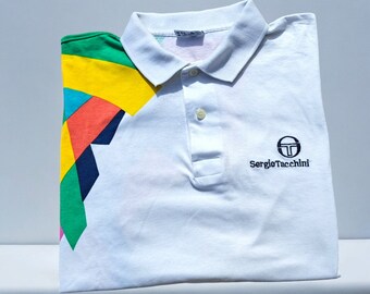 Vintage 90er Jahre Sergio Tacchini Polo Tennis Casual Streetwear Größe VI - XL