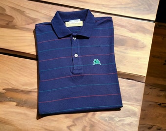 Vintage 80S Robe di Kappa polo de algodón mako a rayas azules presunta talla S