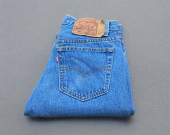 Vintage jaren 90 Levis 501 blauwe jeans gemaakt in de VS jaar 1996 maat W.31 L.34 ingekort