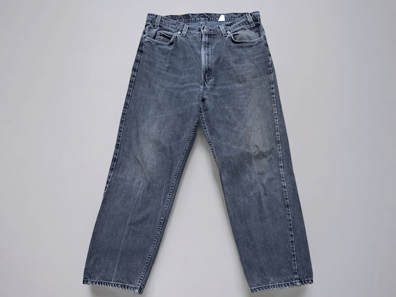 Levis 553 jeans nero white tab vintage 90S gamba dritta relaxed fit fatto in Usa datato 1996 w.38 l.30