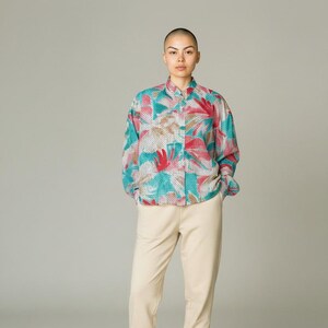 Vintage 90s women's floral pattern shirt Over size assumed XL/2XL
