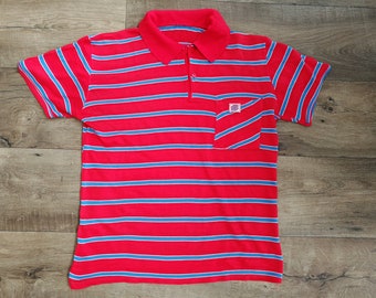 Polo rouge homme vintage 90S à rayures horizontales taille indicative S/M