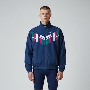 Sweat à Capuche Homme Dunlop Gris Rayé, Taille L, Fermeture éclair Intégrale, Poches