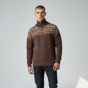 Vintage 80S Mc Kee's maglione lana acrilico 1/4 zip retrò design filatura Com-Lan Carate Brianza taglia presunta S