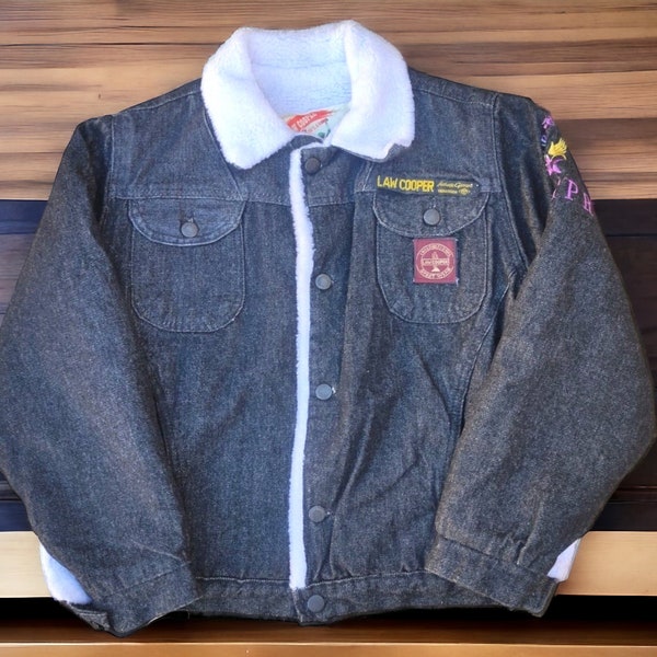 veste en jean Law Cooper Sherpa vintage des années 70 avec fourrure intérieure taille 40