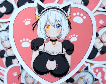 Anime Cat Girl Sticker, nsfw Sticker, wasserfester Anime Girl Sticker, Ecchi Sticker, neko, neko girl