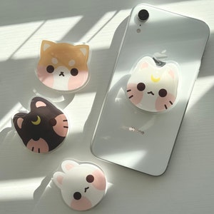 Kawaii Phone Grip, anime phone grip, cute phone grip, cat phone grip, moon phone grip, shiba phone grip, bunny phone grip