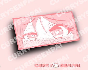 Anime Girl Heart Eyes Pink Waterproof Sticker, ahegao anime girl sticker, anime slap sticker, waterproof anime sticker