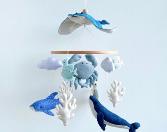 Sea baby mobile, sea creatures cot mobile hanging, pregnancy gift for first time moms, congratulations pregnancy gift, baby shower gift