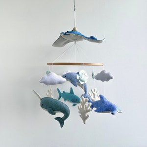 Ocean nursery baby mobile, scat baby mobile, nautical nursery decor, cot mobile hanging, fish crib mobile, baby boy mobile, baby shower gift