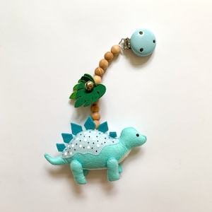Dinosaur stroller mobile, dinosaur stroller toy, stroller lanyard, pram toy, pram mobile, pram decor, pram accessory, unisex baby gift image 1