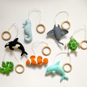 Sea baby gym toys, baby play gym, hanging baby gym toys, toys sea turtle, killer whale, stingray and clown fish, montessori toys,baby shower