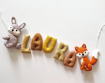 Felt Name Banner: Custom Woodland Nursery Garland