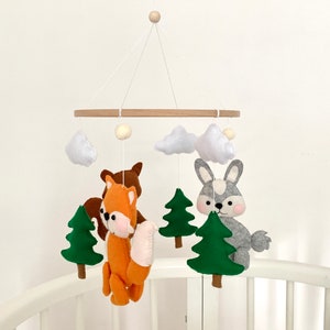 Baby mobile, woodland mobile, nursery mobile, woodland animals, crib mobile, baby girl mobile, baby mobile boy, hanging mobile, baby shower image 2