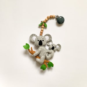 Koala stroller toys, koala stroller mobile, felt hanging Australia stroller toy, sensory toy, accessory for baby stroller,  new baby gift
