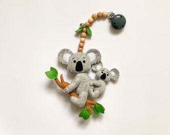 Koala stroller toys, koala stroller mobile, felt hanging Australia stroller toy, sensory toy, accessory for baby stroller,  new baby gift