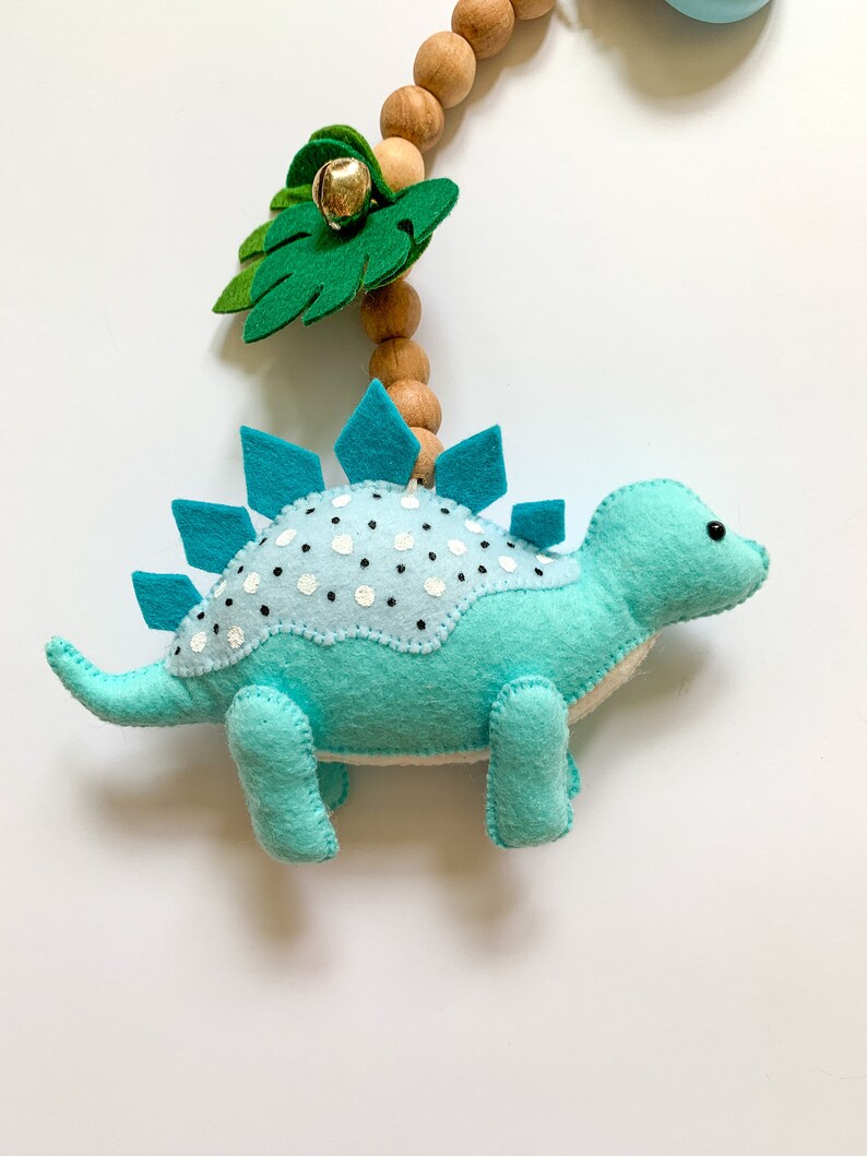 Dinosaur stroller mobile, dinosaur stroller toy, stroller lanyard, pram toy, pram mobile, pram decor, pram accessory, unisex baby gift image 2