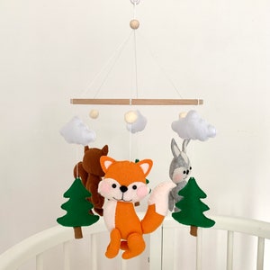 Baby mobile, woodland mobile, nursery mobile, woodland animals, crib mobile, baby girl mobile, baby mobile boy, hanging mobile, baby shower image 4