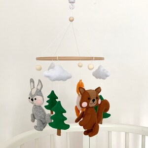 Baby mobile, woodland mobile, nursery mobile, woodland animals, crib mobile, baby girl mobile, baby mobile boy, hanging mobile, baby shower image 3