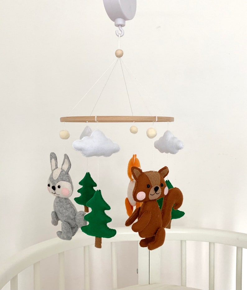 Baby mobile, woodland mobile, nursery mobile, woodland animals, crib mobile, baby girl mobile, baby mobile boy, hanging mobile, baby shower image 3