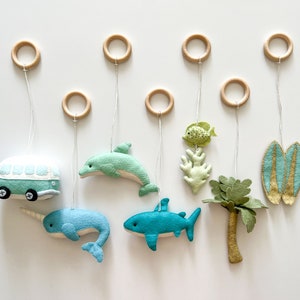 Sea baby gym hanging toys, baby activity center toy, blue baby play gym toys, montessori toys, sea nursery accessory, baby shower gift
