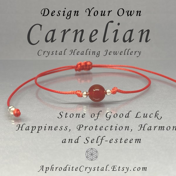 RED KABBALAH Good LUCK Red String carnelian crystal bracelet anklet genuine gemstone healing love balance reiki yoga surfer gift friendship