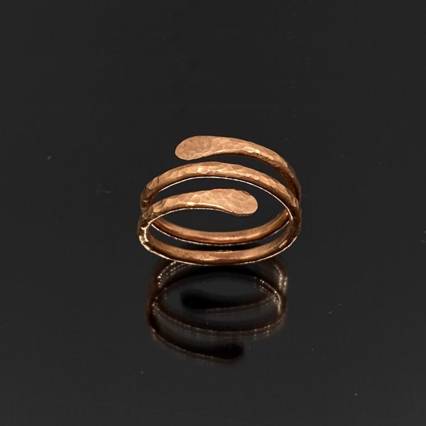 copper ring arthritis thumb toe ring finger ring hammered wraparound pure copper ring healing jewellery Aphrodite Crystal