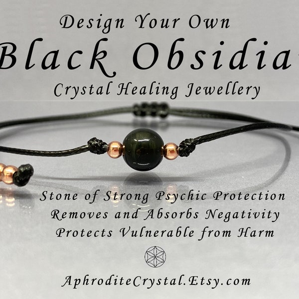 Black Obsidian Bracelet Anklet Gemstone Natural Gemstone Healing Chakra Yoga Reiki Surfer Aphrodite Crystal