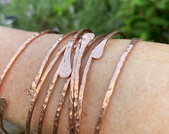 copper bracelet copper bangle wrap bracelet arthritis circulation health gift for women 7th copper anniversary gift dainty 2mm delicate