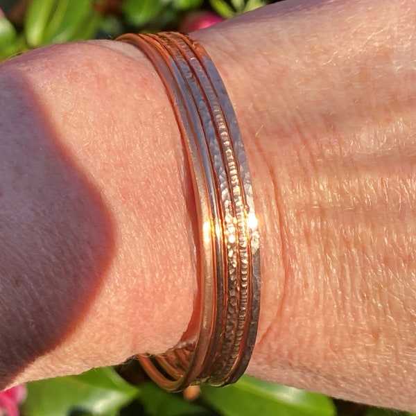 copper bracelet copper bangle copper stacking bangles arthritis health thin dainty delicate bangle gift 7th wedding anniversary