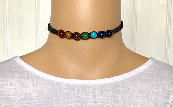 7 Chakra Shamballa Choker Necklace 7 Miracle Beads Reiki Healing