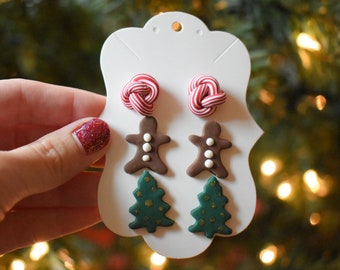 Clay Earrings || Christmas Studs Triple Pack || Lightweight || Hypoallergenic || Christmas Earrings