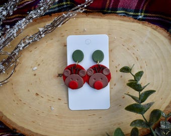 Clay Earrings | Rudolph Earrings | Christmas Earrings | Polymer Clay Earrings