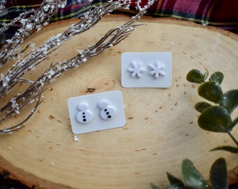 Clay Earrings | Snowmen and Snowflakes | Winter Earrings | Christmas Earrings | Polymer Clay Earrings
