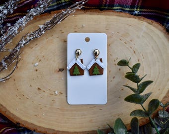 Clay Earrings | Ginger Bread Houses | Christmas Earrings | Christmas Gifts | Polymer Clay