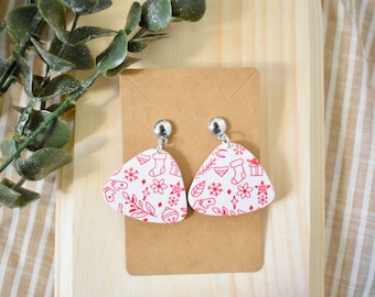 Clay Earrings | Christmas Print Earrings | Lightweight Earrings | Christmas Earrings | Christmas Gifts