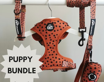 FULL SET Dog Harness , Collar, Lead and Poop Bag Holder - Ruff Spot