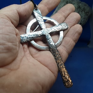 Extra Large Sterling Silver Celtic Cross, Hand forged Cross for Clergy